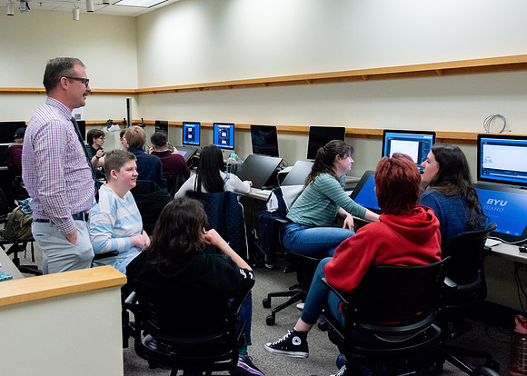 Joshua Abegglen teaching in the character animation class.
