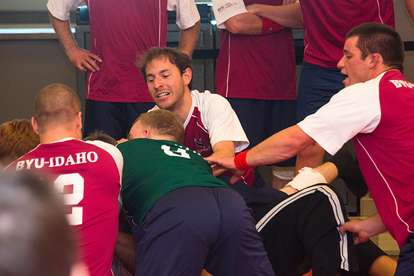 Students play a new recreational sport introduced at BYU-I; Matball.