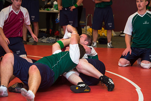 Students play a new recreational sport introduced at BYU-I; Matball.