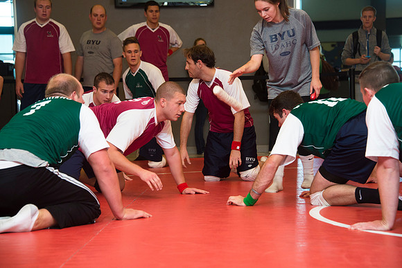 Students play a new recreational sport introduced at BYU-I; Matball.