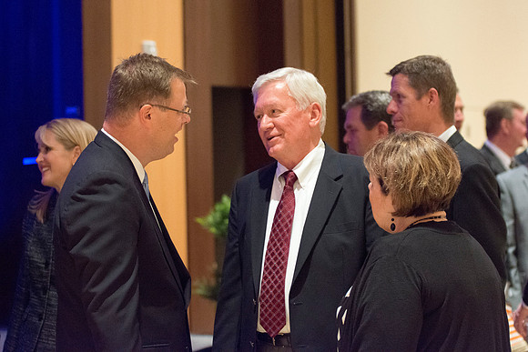 President Gilbert visits with friends.