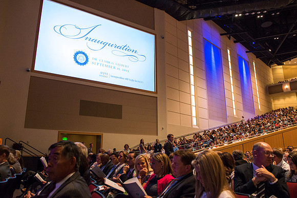 The BYU-I Center is a full house for the Inauguration.