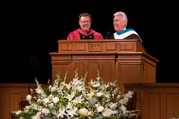 President Dieter F. Uchtdor installs Dr. Clark G. Gilbert as the 16th President of BYU-Idaho.