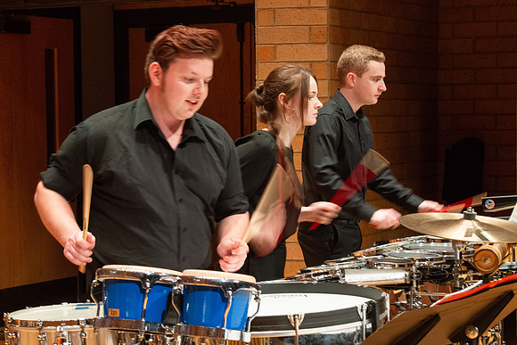 RixStix Percussion rehearsal in the Barrus Concert Hall.