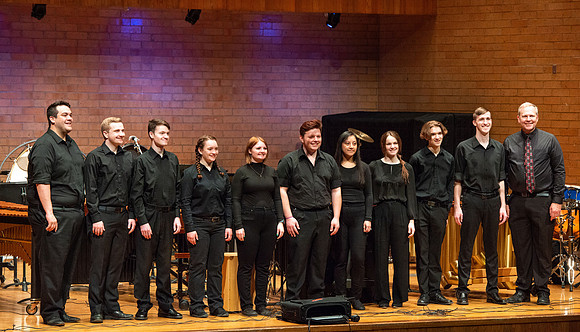 RixStix Percussion rehearsal in the Barrus Concert Hall.