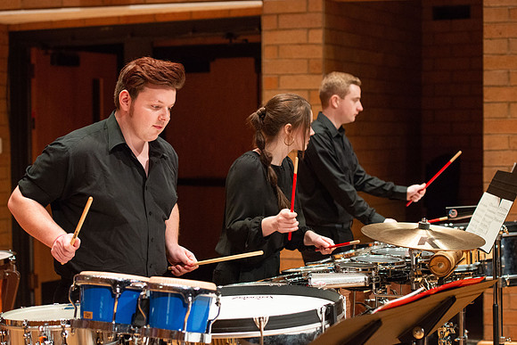 RixStix Percussion rehearsal in the Barrus Concert Hall.