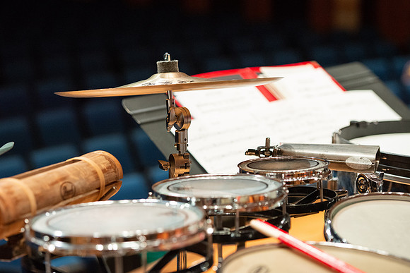 RixStix Percussion rehearsal in the Barrus Concert Hall.