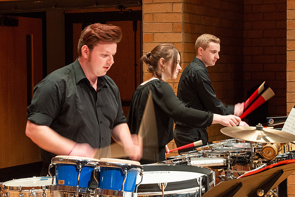 RixStix Percussion rehearsal in the Barrus Concert Hall.