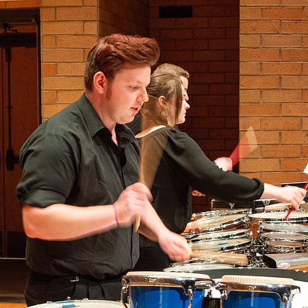 RixStix Percussion rehearsal in the Barrus Concert Hall.