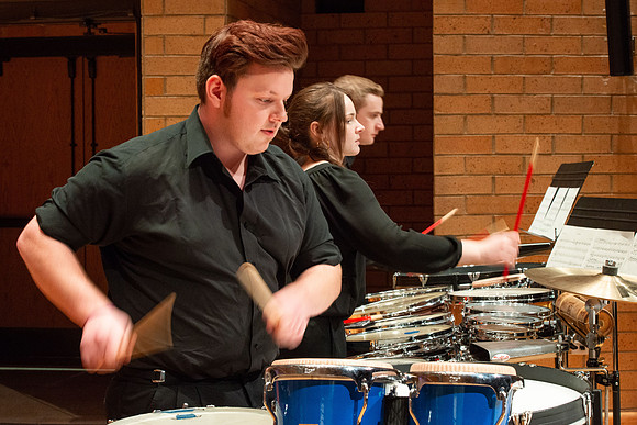 RixStix Percussion rehearsal in the Barrus Concert Hall.