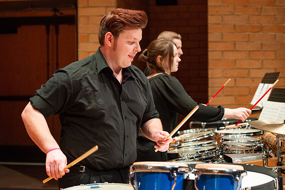 RixStix Percussion rehearsal in the Barrus Concert Hall.