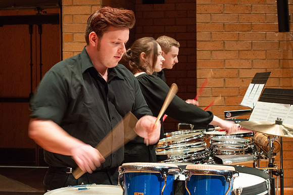 RixStix Percussion rehearsal in the Barrus Concert Hall.