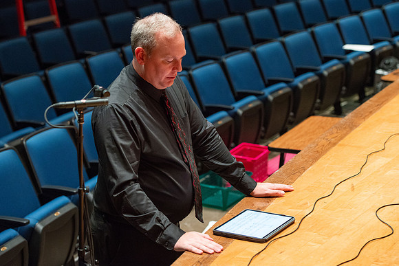 RixStix Percussion rehearsal in the Barrus Concert Hall.