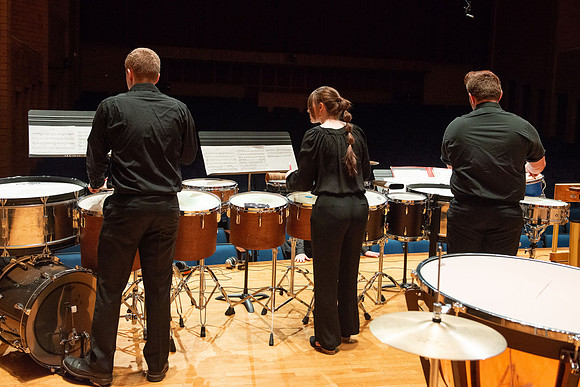 RixStix Percussion rehearsal in the Barrus Concert Hall.