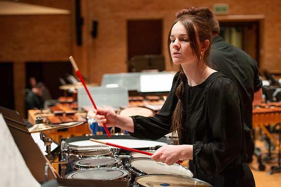 RixStix Percussion rehearsal in the Barrus Concert Hall.