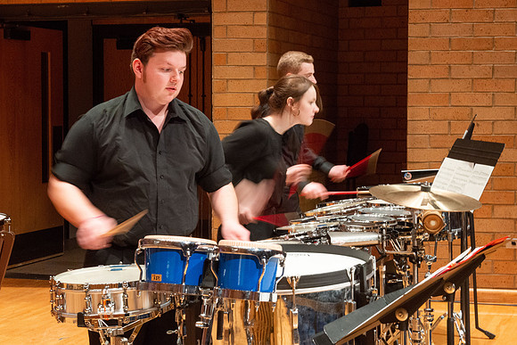 RixStix Percussion rehearsal in the Barrus Concert Hall.