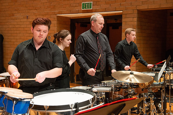 RixStix Percussion rehearsal in the Barrus Concert Hall.