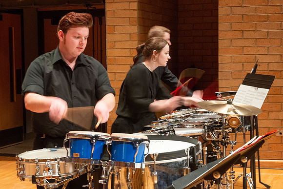RixStix Percussion rehearsal in the Barrus Concert Hall.
