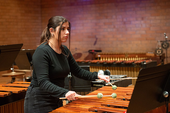 RixStix Percussion rehearsal in the Barrus Concert Hall.