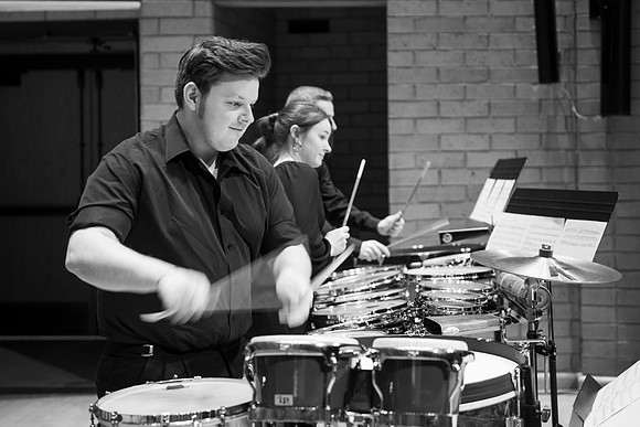 RixStix Percussion rehearsal in the Barrus Concert Hall.
