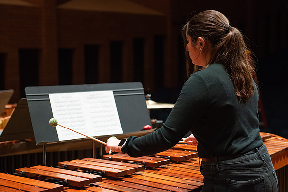 RixStix Percussion rehearsal in the Barrus Concert Hall.