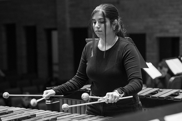 RixStix Percussion rehearsal in the Barrus Concert Hall.