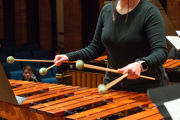 RixStix Percussion rehearsal in the Barrus Concert Hall.