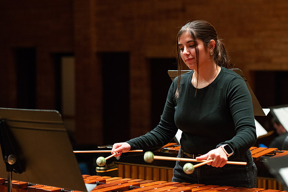 RixStix Percussion rehearsal in the Barrus Concert Hall.