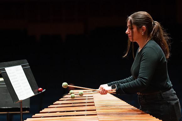RixStix Percussion rehearsal in the Barrus Concert Hall.