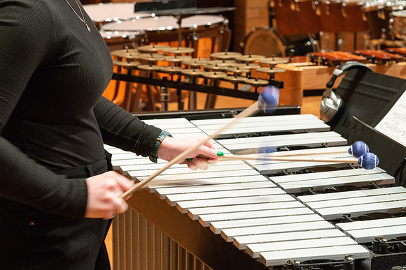 RixStix Percussion rehearsal in the Barrus Concert Hall.