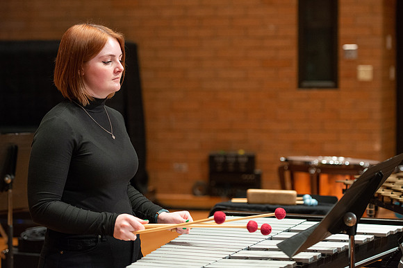 RixStix Percussion rehearsal in the Barrus Concert Hall.