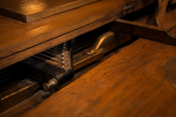The antique piano found in the Snow Building.
