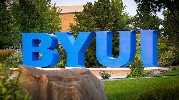 BYU-Idaho Sign Sunset - Aug. 2026