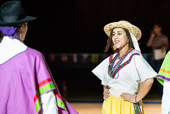 Students rehearse their performance for Cultural Night in the Hart Gym.