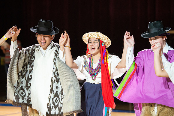 Students rehearse their performance for Cultural Night in the Hart Gym.
