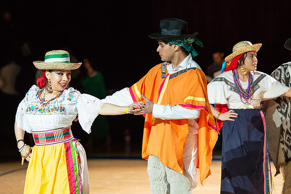 Students rehearse their performance for Cultural Night in the Hart Gym.