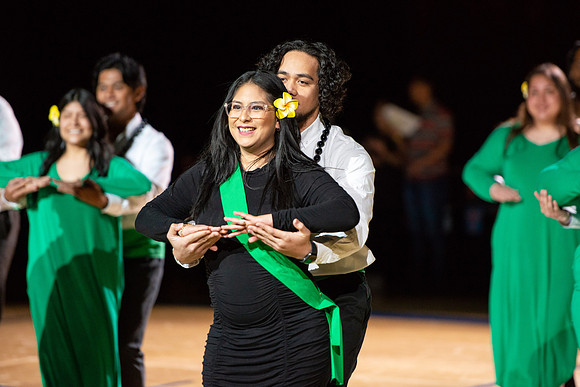 Students rehearse their performance for Cultural Night in the Hart Gym.