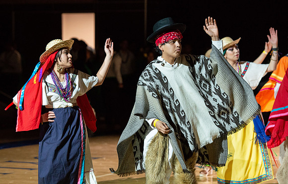 Students rehearse their performance for Cultural Night in the Hart Gym.