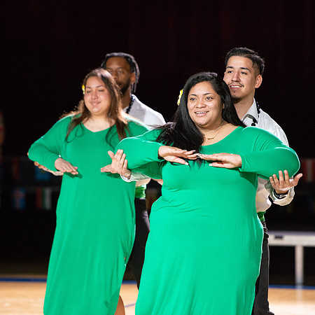 Students rehearse their performance for Cultural Night in the Hart Gym.