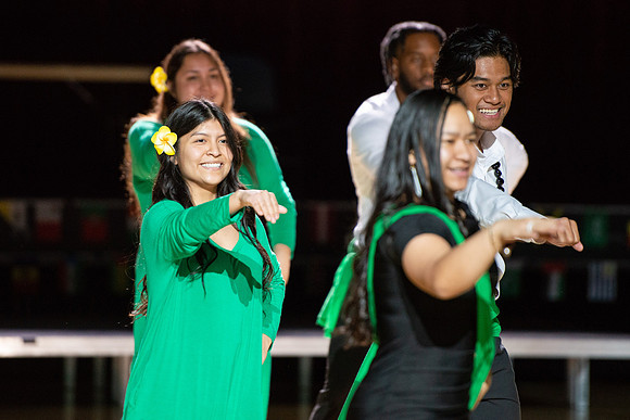 Students rehearse their performance for Cultural Night in the Hart Gym.