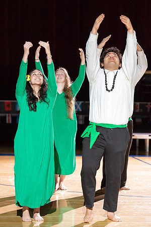 Students rehearse their performance for Cultural Night in the Hart Gym.