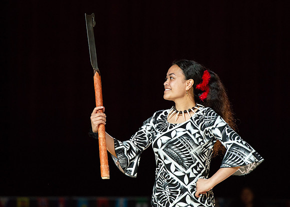 Students rehearse their performance for Cultural Night in the Hart Gym.