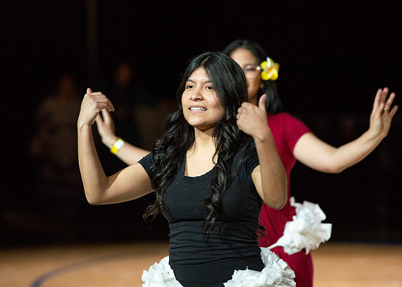 Students rehearse their performance for Cultural Night in the Hart Gym.