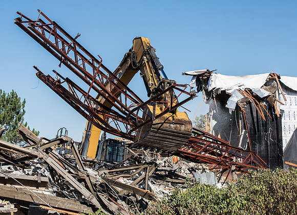 Big D Construction demolishing the Kirkham building during Summer break.