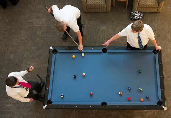 EFY kids take advantage of the game room in the Hyrum Manwaring Center.  BYU-Idaho photo by Michael Lewis