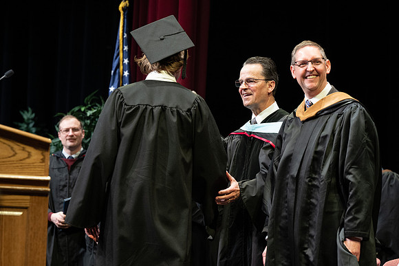 Convocation for the College Performing and Visual Arts in the Hart Gym.