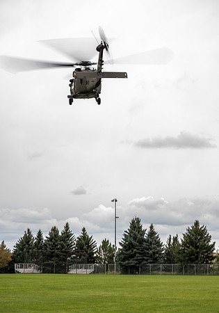 ROTC cadets get the opportunity to fly in a Blackhawk helicopter to their training site.