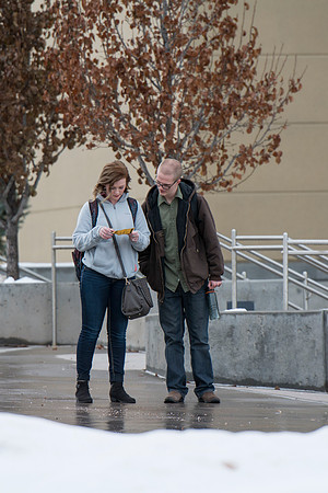 Students come back to school for the start of the winter semester.