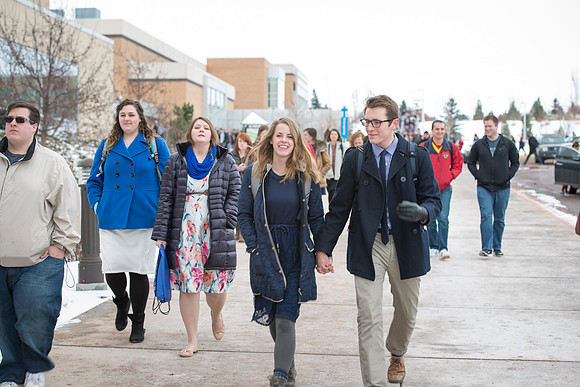 Students gather for the first devotional of Winter 2016 semester.