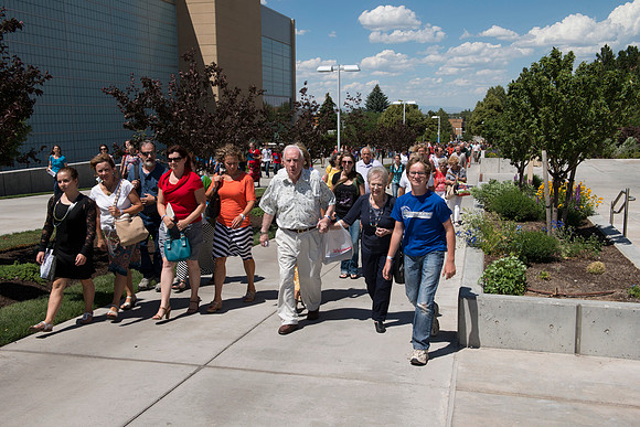The campus is a buzz with patrons at the 2013 Education Week at BYU-Idaho.   BYU-Idaho photo by Michael Lewis